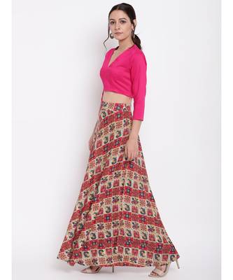 Grid Pink Skirt Top Set 2