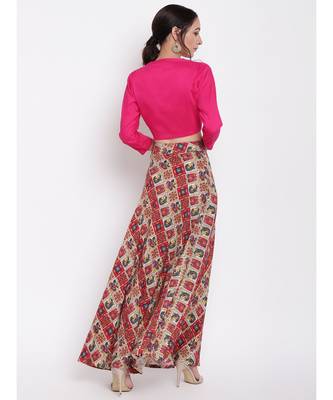 Grid Pink Skirt Top Set 3