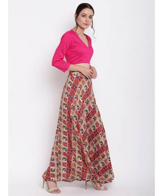 Grid Pink Skirt Top Set 6