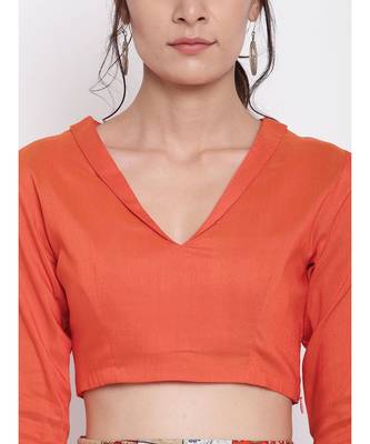 Grid Orange Skirt Top Set 4