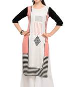 Pink And White Printed Crepe kurti