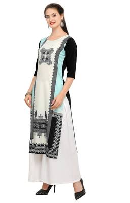 Sky Blue Printed Crepe kurti 1