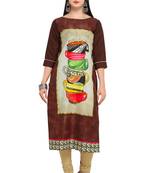 Coffee Printed Crepe kurti
