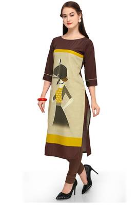Multicolor Printed Crepe kurti 1