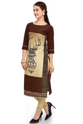 Coffee Printed Crepe kurti 1
