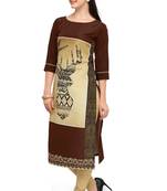 Coffee Printed Crepe kurti