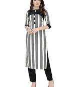 Black And White Printed Crepe kurti