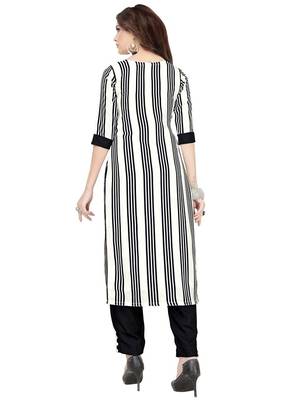 Black And White Printed Crepe kurti 2