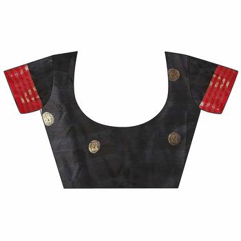 Black Printed Cotton Silk Saree With Blouse 5