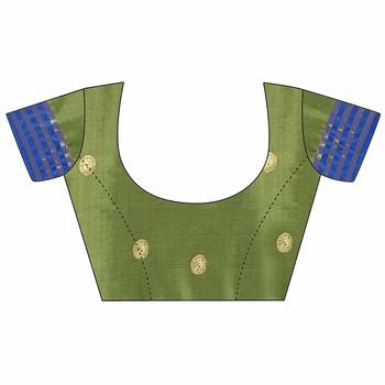 Green Printed Cotton Silk Saree With Blouse 5
