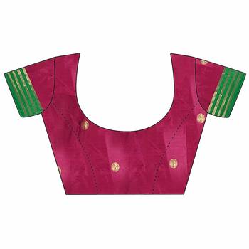 Wine Printed Cotton Silk Saree With Blouse 5