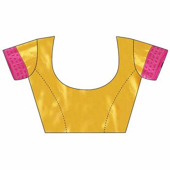 Yellow Printed Cotton Silk Saree With Blouse 5