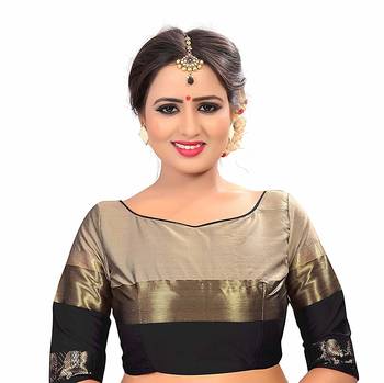 Black Printed Cotton Silk Saree With Blouse 5