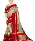 Red Printed Cotton Silk Saree With Blouse