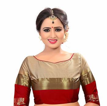 Red Printed Cotton Silk Saree With Blouse 5