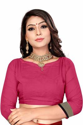 Pink Printed Cotton Silk Saree With Blouse 4