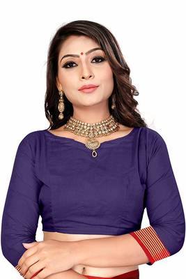 Blue Printed Cotton Silk Saree With Blouse 4