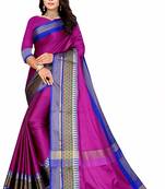 Pink Printed Cotton Silk Saree With Blouse