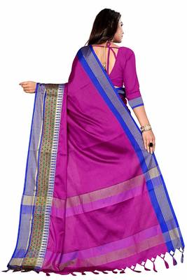 Pink Printed Cotton Silk Saree With Blouse 3