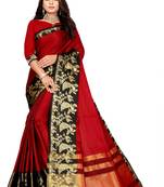 Red Printed Cotton Silk Saree With Blouse