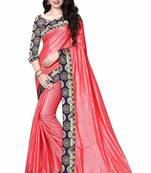 Light Pink Printed Dupion Silk Saree With Blouse