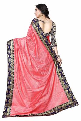 Light Pink Printed Dupion Silk Saree With Blouse 2