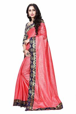 Light Pink Printed Dupion Silk Saree With Blouse 3