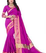 Pink Printed Cotton Silk Saree With Blouse