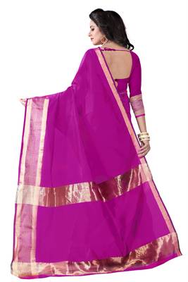 Pink Printed Cotton Silk Saree With Blouse 2