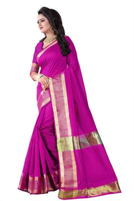 Pink Printed Cotton Silk Saree With Blouse 3