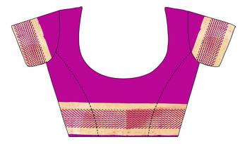 Pink Printed Cotton Silk Saree With Blouse 4