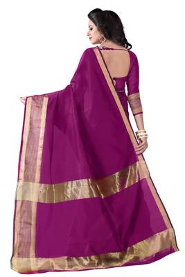 Wine Printed Cotton Silk Saree With Blouse 2