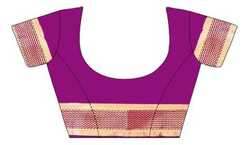 Wine Printed Cotton Silk Saree With Blouse 4