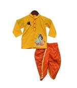 Yellow Kurti with Orange Leheriya Dhoti