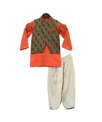 Printed Nehru Jacket with Kurta & Dhoti 1