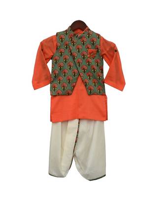 Printed Nehru Jacket with Kurta & Dhoti 2