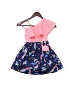 Pink Lycra Top with Printed Skirt