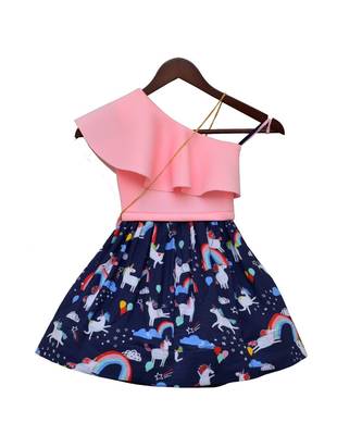 Pink Lycra Top with Printed Skirt 2