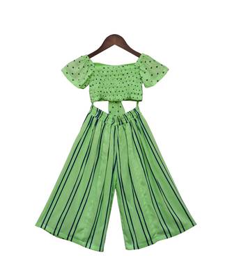 Green Printed Top with Stripe Pants 2
