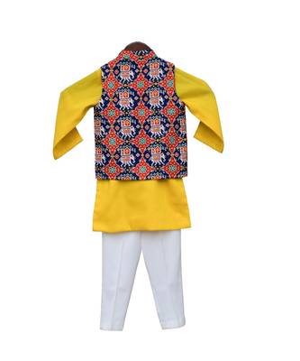 Blue Patola Nehru Jacket with Kurta & Pant 3
