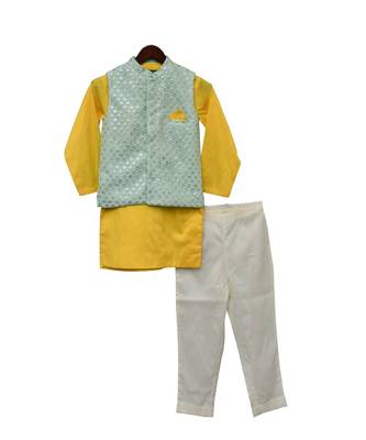 Aqua Embroidery Nehru Jacket Set 1