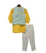 Aqua Embroidery Nehru Jacket Set