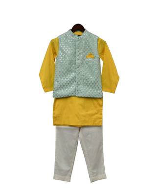Aqua Embroidery Nehru Jacket Set 2