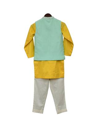 Aqua Embroidery Nehru Jacket Set 3