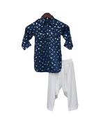 Blue foil printed kurta with salwar