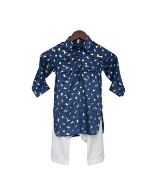 Blue foil printed kurta with salwar 2