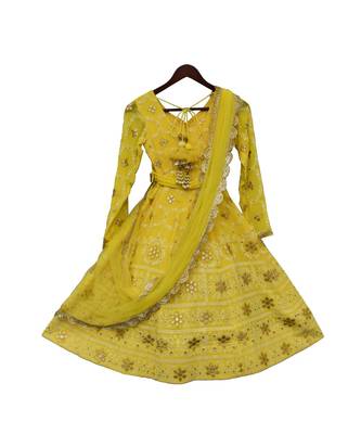 Yellow Lucknowi Anarkali Dress 2