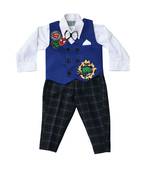 White Shirt with Black Check Pant & Hulk Print Waist Coat