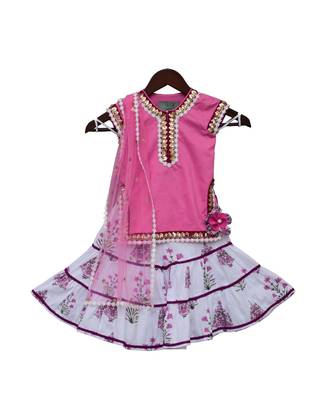 Pink Kurti with Printed Sharara & Dupatta 1