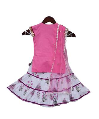 Pink Kurti with Printed Sharara & Dupatta 2